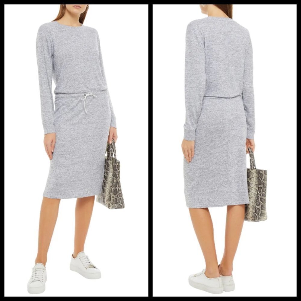 Rag & Bone Avryl Long Sleeve Midi Sweater Dress Light Heather Gray Medium M